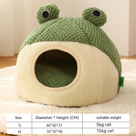 Plush Pet Bed Little Frog Warm (Option: Green Nest-M)