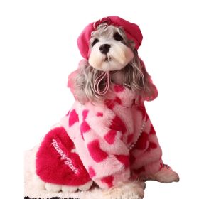 Dog Clothes Warm Love Plush Coat (Option: Red Coat Backpack-S)