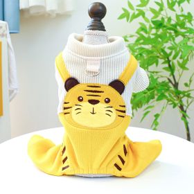 Pet Dog Clothes Corduroy Cute Suspender Pants (Option: Little Tiger Overalls-S)