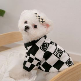 Dog Striped Knitted Sweater Cardigan Clothing (Option: Black And White Sweater-S)