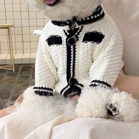 Dog Striped Knitted Sweater Cardigan Clothing (Option: White Classic Style-XS)