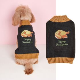 Thanksgiving Pet Clothes Lapel Retro Plaid Contrast Color (Option: Black Turkey-M)