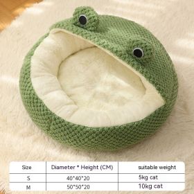 Plush Pet Bed Little Frog Warm (Option: Green Frog Half Shed Nest-S)