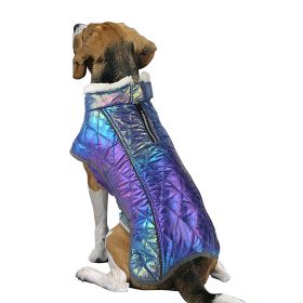 Pet Clothes Waterproof Velvet Warm (Option: Dazzling Blue-L)