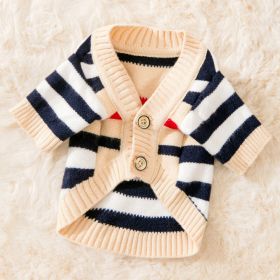 Dog Striped Knitted Sweater Cardigan Clothing (Option: Striped Knitted Cardigan-M)