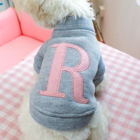 Factory Direct Supply Pet Clothes Teddy Bichon Dog Hoodie Autumn And Winter (Option: Letter R Sweater Gray-L)