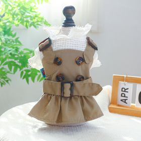 Pet Clothes Khaki Trench Coat Couple Clothes (Option: Khaki Button Skirt-L)