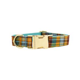 Green Plaid Plain Pet Collar (Option: Dog Collar-M)